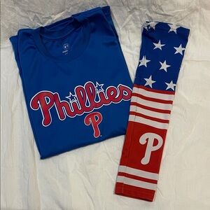 Philadelphia Phillies Kids Set - sga armsleeve. Youth large shirt. MLB baseball